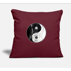 Electric Guitar Yin Yang Black White Musician Rock Burgundy Pillow